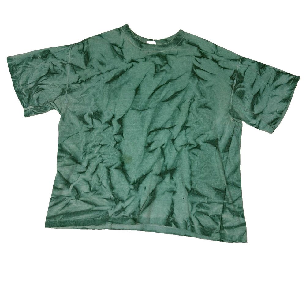 Green Tie Dye T Shirt Mens XL Grunge Distressed Blank Vintage Style Festival Tee